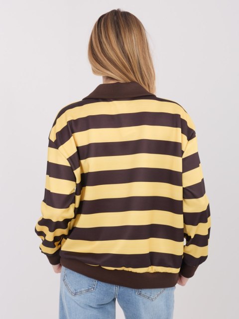 Bluza damska oversize w paski żółto-brązowe Italy Moda