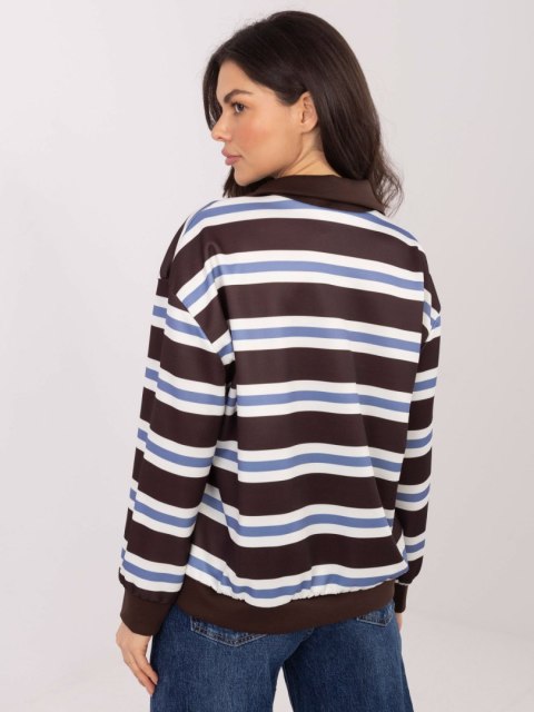 Wygodna bluza damska z wiskozy w paski kolor czekoladowy