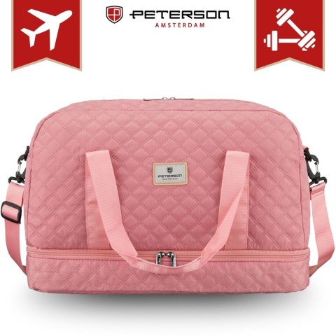 Różowa, treningowa torba wykonana z poliestru, dwukomorowa - Peterson