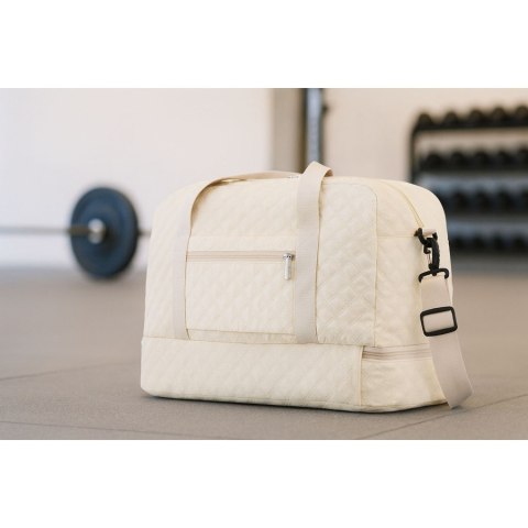 Sportowa, treningowa torba w beżowym kolorze wykonana z poliestru - Peterson