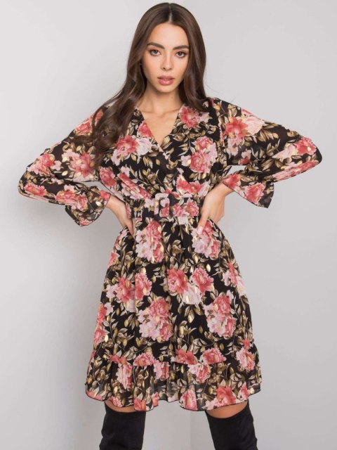 Sukienka DHJ-SK-12220-2.14P czarno-różowy