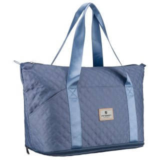 Treningowa torba wykonana z poliestru w niebieskim kolorze, wyposażona w uchwyt na walizkę - Peterson