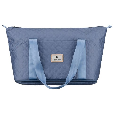 Treningowa torba wykonana z poliestru w niebieskim kolorze, wyposażona w uchwyt na walizkę - Peterson