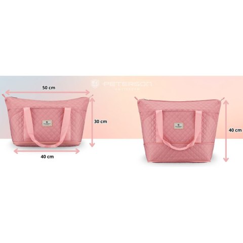 Treningowa torba wykonana z poliestru w różowym kolorze, zawieszona na wygodnych uchwytach - Peterson