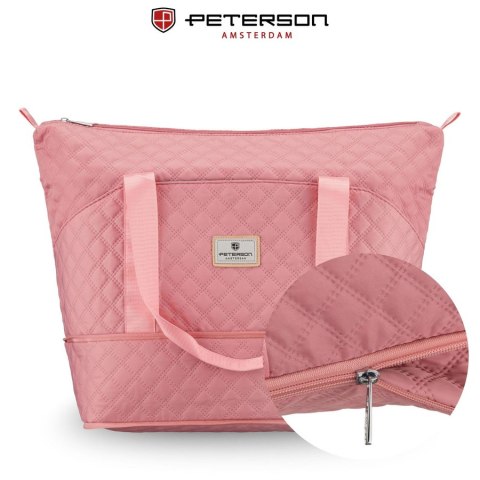 Treningowa torba wykonana z poliestru w różowym kolorze, zawieszona na wygodnych uchwytach - Peterson