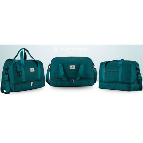 Zielona, treningowa torba wykonana z poliestru, dwukomorowa - Peterson