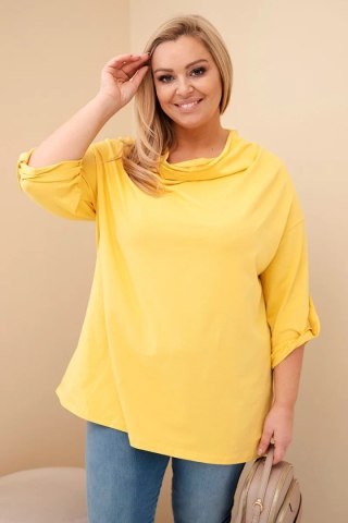 Bluzka damska PLUS SIZE bawełniana z dekoltem wodnym żółta L-3XL