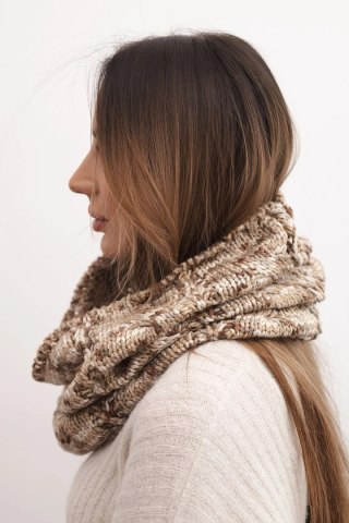 Camelowy komin damski wełniany melanżowy KN25 – ciepły szalik zimowy