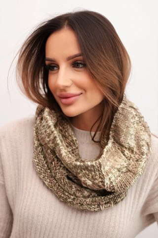 Komin damski wełniany melanżowy KN25 ciemno miętowy + mocca – ciepły szalik zimowy