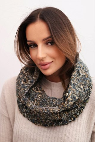 Komin damski wełniany melanżowy KN25 jeansowy + khaki – ciepły szalik zimowy