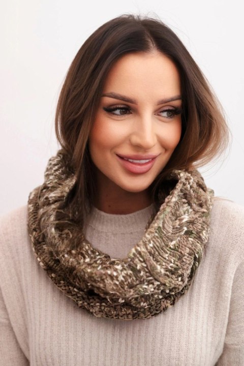 Komin damski zimowy KN25 khaki fango – melanżowy splot