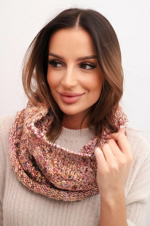 Komin damski zimowy KN25 różowy żółty – melanżowy splot