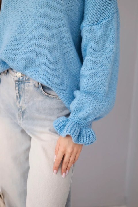 Sweter Damski Luźny z Moherem i Wełną – Niebieski | Stylowy Wieszak