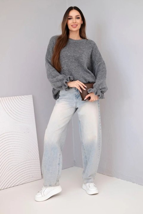 Sweter Damski Luźny z Moherem i Wełną – Szary | Stylowy Wieszak