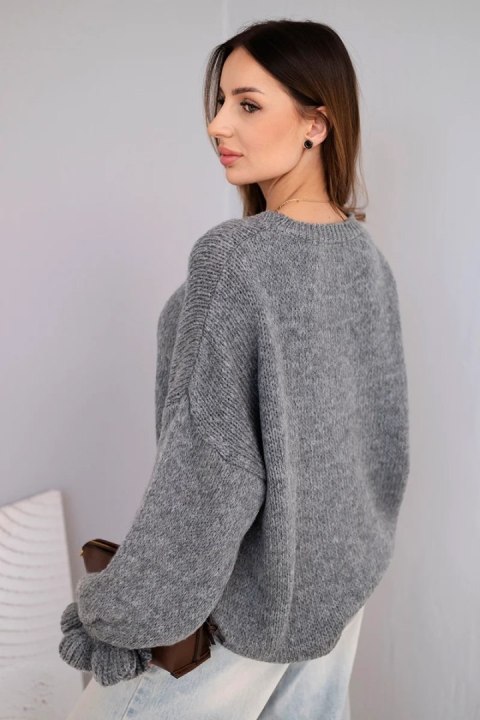 Sweter Damski Luźny z Moherem i Wełną – Szary | Stylowy Wieszak