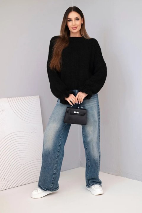 Sweter Damski Oversize z Moherem i Grubym Splotem – Czarny | Stylowy Wieszak