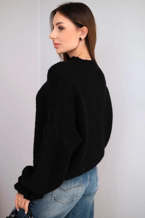 Sweter Damski Oversize z Moherem i Grubym Splotem – Czarny | Stylowy Wieszak