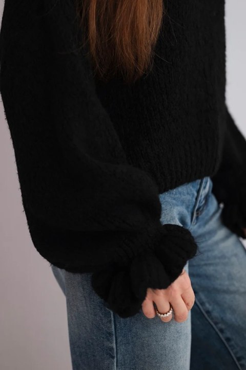 Sweter Damski Oversize z Moherem i Grubym Splotem – Czarny | Stylowy Wieszak