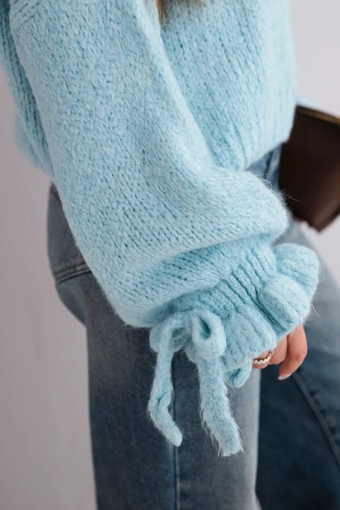 Sweter Damski Oversize z Moherem i Grubym Splotem – Niebieski | Stylowy Wieszak