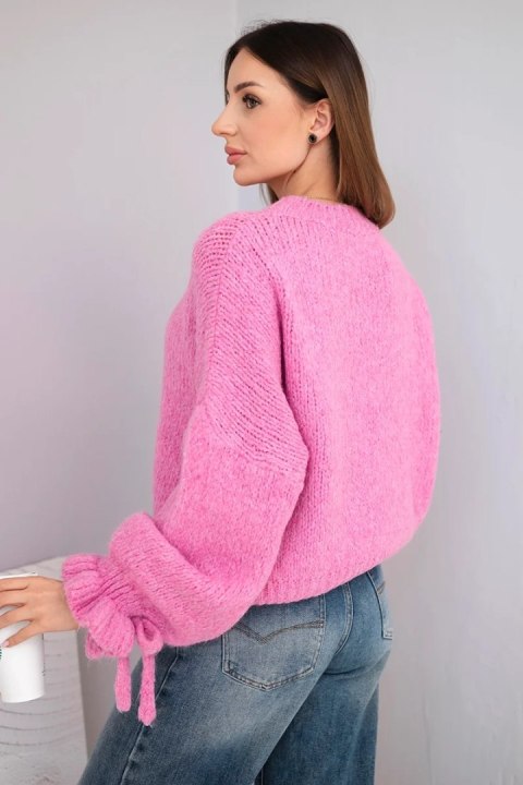 Sweter Damski Oversize z Moherem i Grubym Splotem – Różowy | Stylowy Wieszak