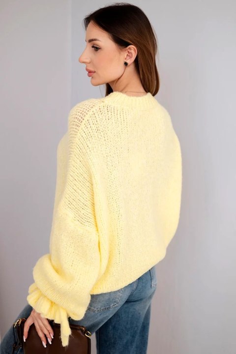 Sweter Damski Oversize z Moherem i Grubym Splotem – Żółty | Stylowy Wieszak