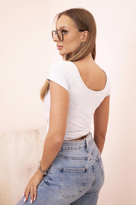 klasyczna bluzka damska jasnoszara dopasowany fason