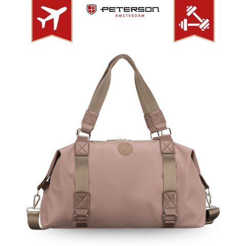 Brązowa torba treningowa z poliestru, jednokomorowa i zamykana suwakiem - Peterson