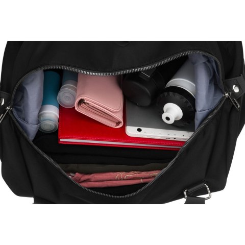 Damska torba treningowa z poliestru w czarnym kolorze zamykana suwakiem - Peterson