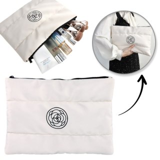 Kosmetyczka damska pikowana duża, wodoodporna biała 22 x 31cm KS144B