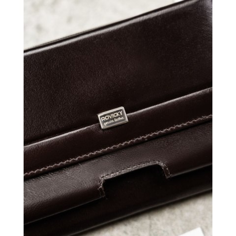 Skórzana, brązowa saszetka męska z systemem RFID - Rovicky