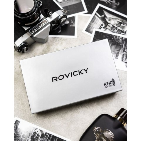 Skórzana, brązowa saszetka męska z systemem RFID - Rovicky