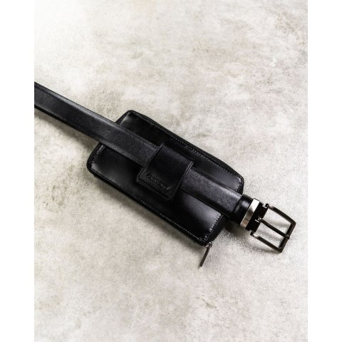 Skórzana, czarna saszetka męska z systemem RFID - Rovicky