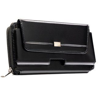 Skórzana, dwukomorowa, czarna saszetka męska z systemem RFID - Rovicky