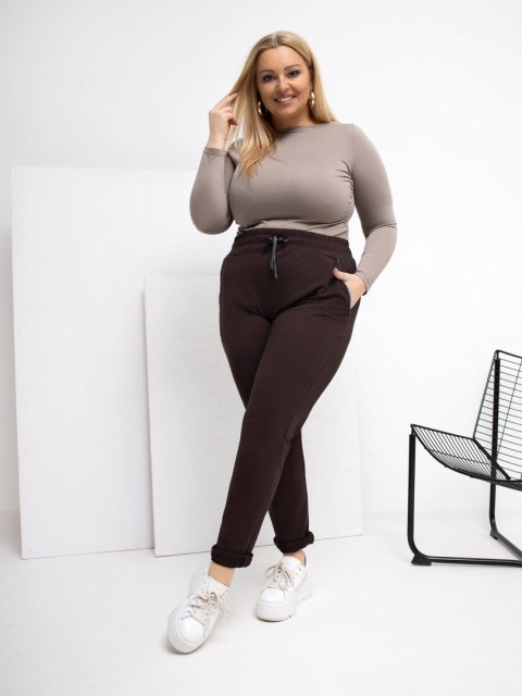 Spodnie dresowe RV-DR-4765.52 ciemny brązowy 2XL