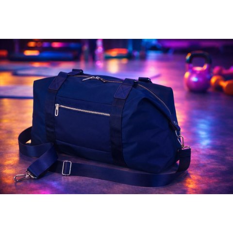 Sportowa torba treningowa z poliestru w granatowym kolorze, jednokomorowa - Peterson