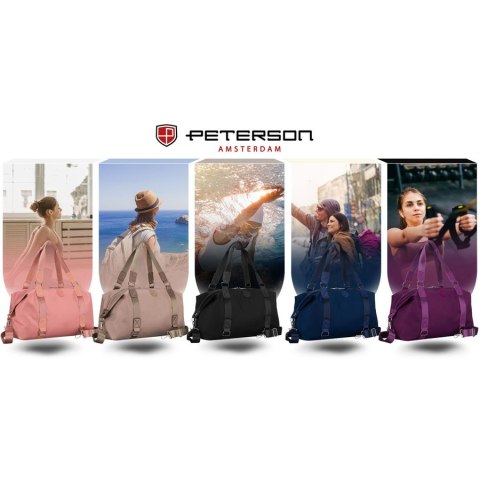 Sportowa torba treningowa z poliestru w granatowym kolorze, jednokomorowa - Peterson