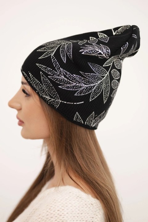 Elegancka czapka damska beanie z moherem i wełną – czarna, polska produkcja