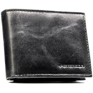 Czarny portfel męski ze skóry naturalnej bez zapięcia zewnętrznego - Peterson