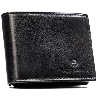 Czarny portfel męski ze skóry naturalnej wyposażony w system RFID - Peterson