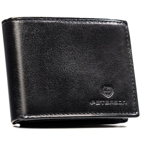 Czarny portfel męski ze skóry naturalnej wyposażony w system RFID - Peterson