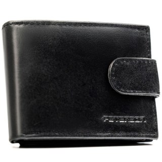 Skórzany, czarny portfel męski zamykany na zatrzask - Peterson