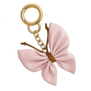 Brelok do kluczy skórzany MOTYL, KOKARDKA różowy BRL367R