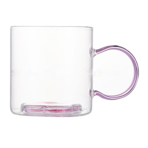 Szklanka termiczna z brokatowtym kwiatkiem w środku 250 ml - SZK143