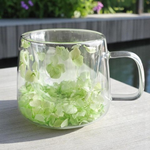 Szklanka termiczna z hortensją w środku, zielona 180 ml 1szt SZK173