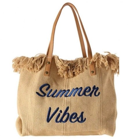 TORBA PLAŻOWA , na zakupy duża i pojemna z frędzlami BOHO, brąz TP11BR