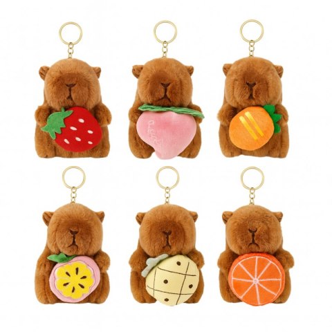 Brelok do kluczy pluszowa, puchata Kapibara naciągane owoce 1szt. LOSOWY MODEL BRL395