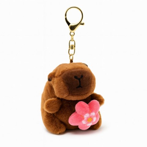 Brelok do kluczy pluszowa puchata Kapibara z obrotowym kwiatkiem, LOSOWY KOLOR BRL385