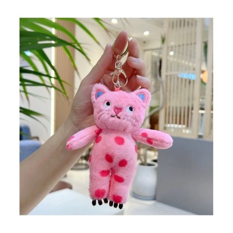 Brelok do kluczy pluszowy kotek różowy w ciapki BRL396R
