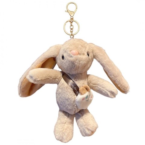 Puchaty brelok królik beżowy pluszowy do kluczy