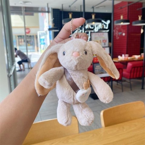 Dekoracyjny brelok królik pluszowy z karabińczykiem